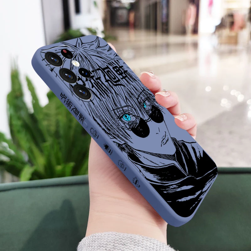 Jujutsu Kaisen Gojo Fashion For Samsung Galaxy S24 S23 S22 S21 S20 FE Ultra Plus S10 Lite 5G Liquid Left Rope Phone Case