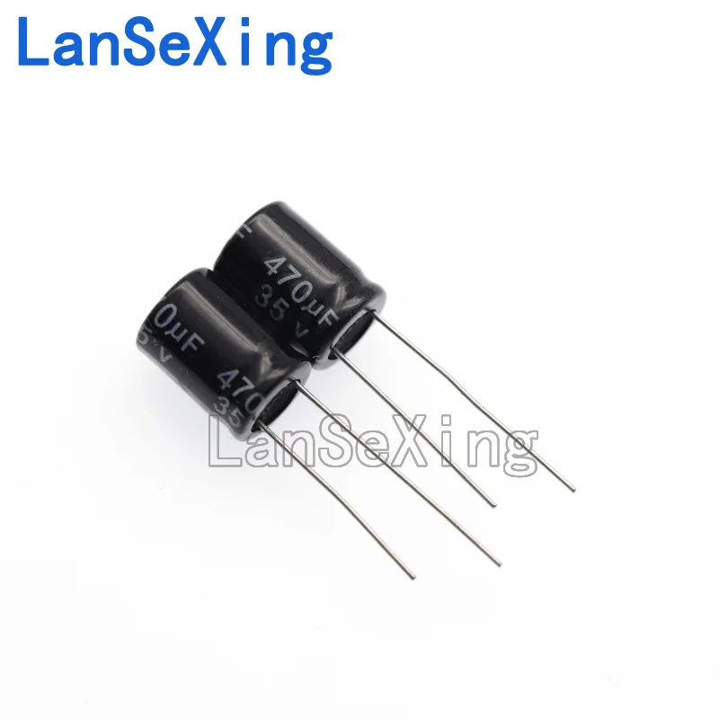 Capacitor eletrolítico de alumínio inline, volume componente, 10x13, 10x17mm, 35V470UF