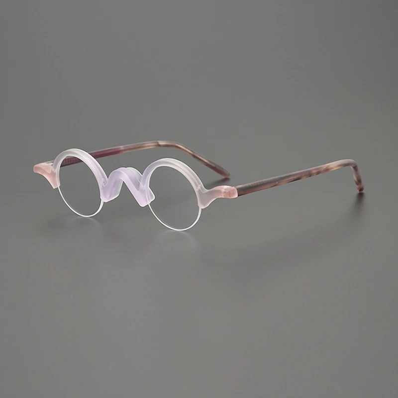 Niche literary ultra-light glasses frame fashion mini round half frame retro casual spell multi-color personality optical glasse