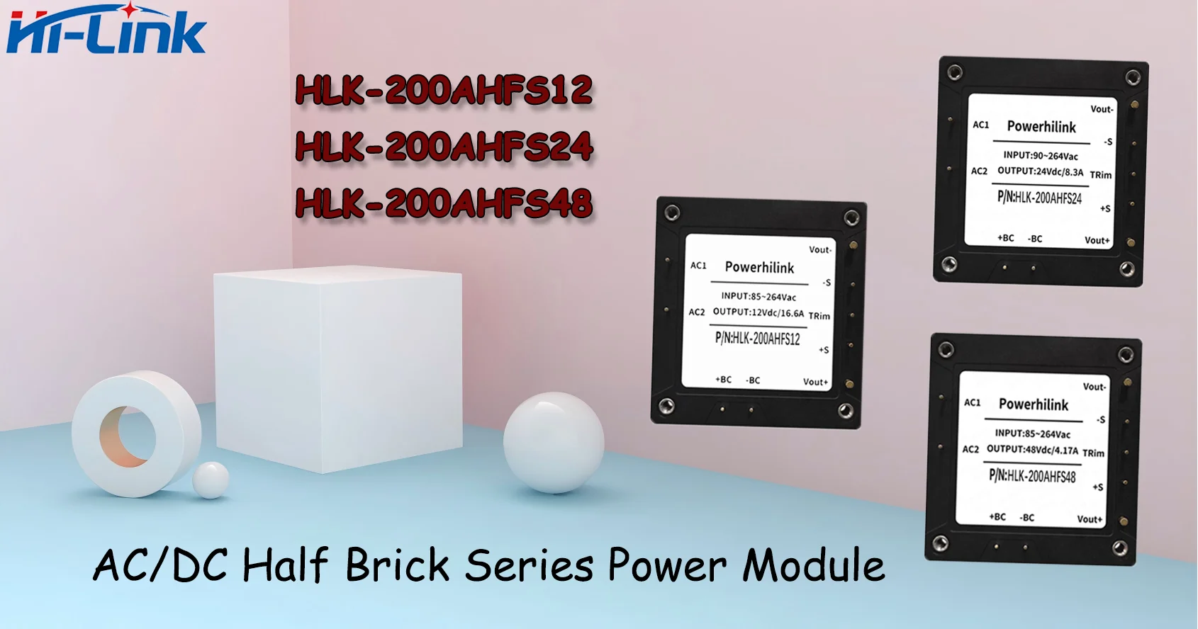 HLK-200AHFS Series 200W Half Brick AC DC Isolated Power Module 220V Input Stabilized Single Output Power Supply