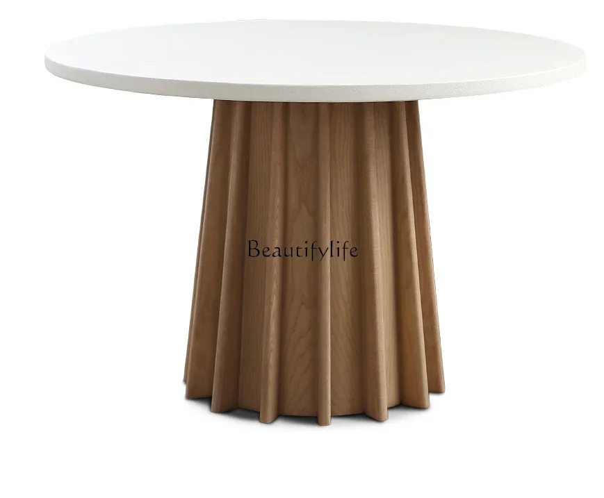 

FG26Small apartment wabi-sabi wind solid wood round dining table living room dining table and chair combination