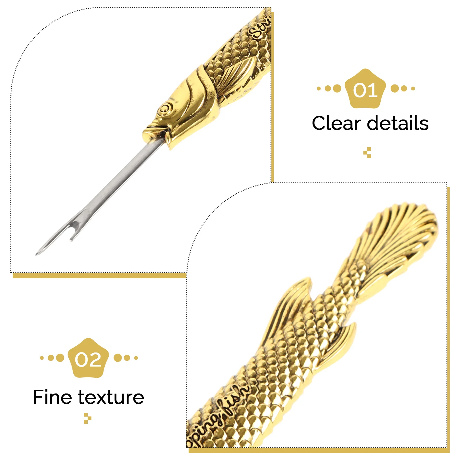 

Seam Ripper Fish Type Small Gold Thread Remover Needle Puller Sewing Supplies Tools Accessories Durable Practical Non Slip