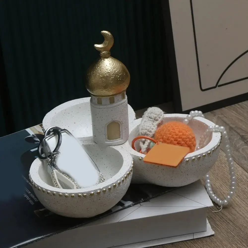Resin Castle Figurine Storage Box Handmade Decorative Food Serving Tray Middle Eastern Style Ramadan Jewelry Storage Tray