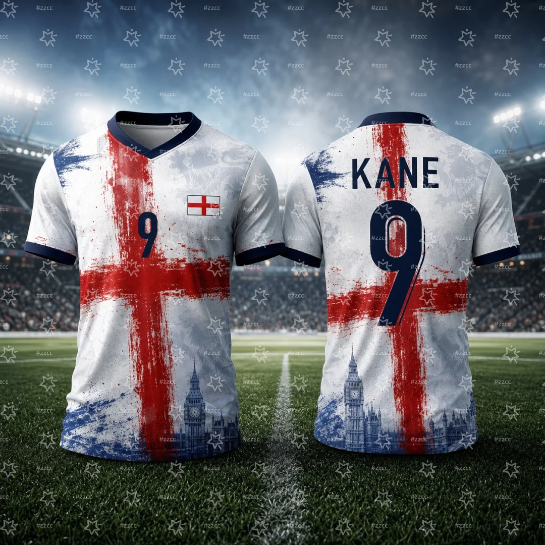 2026 England Football Jersey Harry Kane Fan Commemorative Jersey Summer Sports Men's T-Shirt Children's Woman's Clothing ﻿