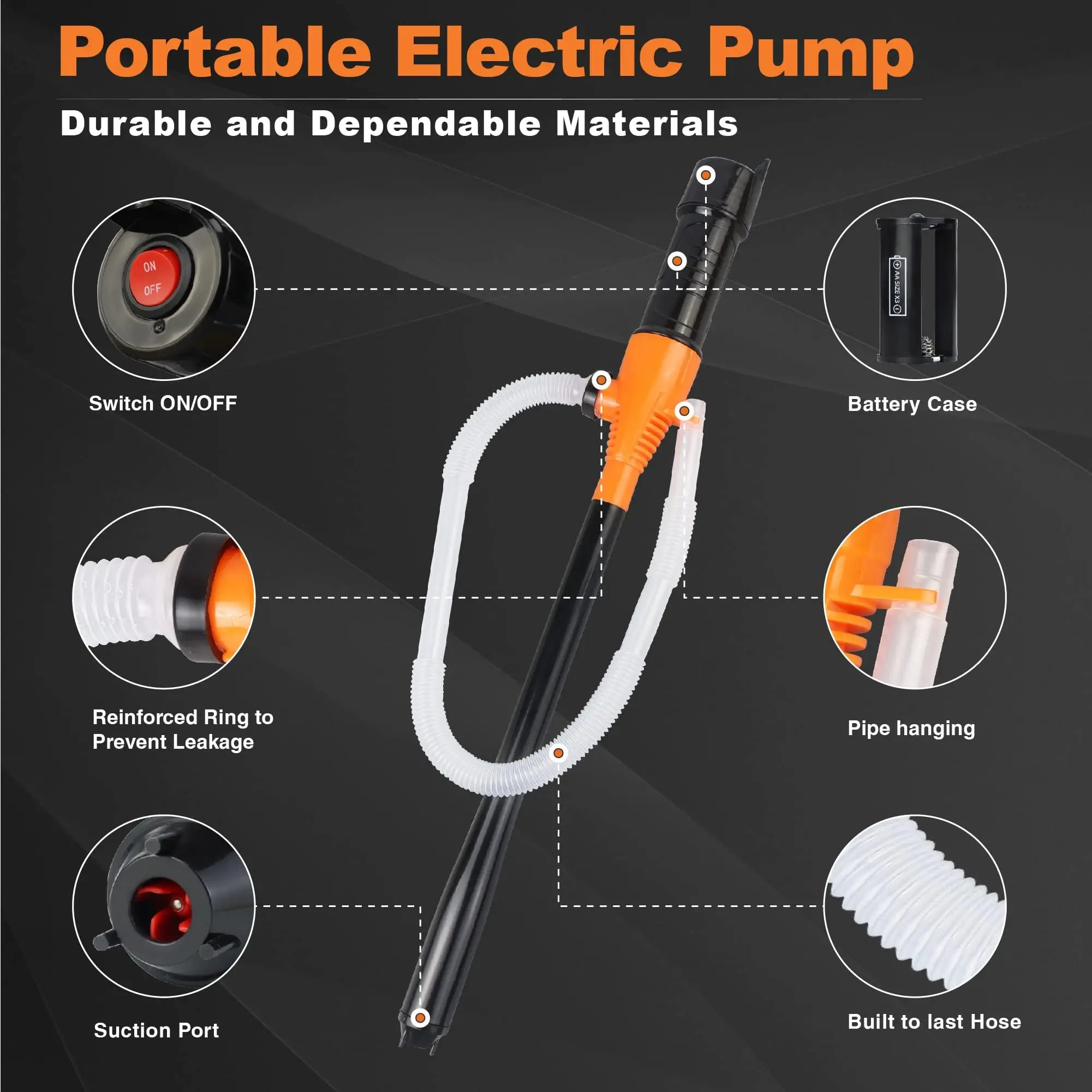 Electric Oil Pump Siphon Liquid Transfer Pump Portable Handheld Pump Battery Operated Water Gas Tools  Car Siphon Petrol Fuel