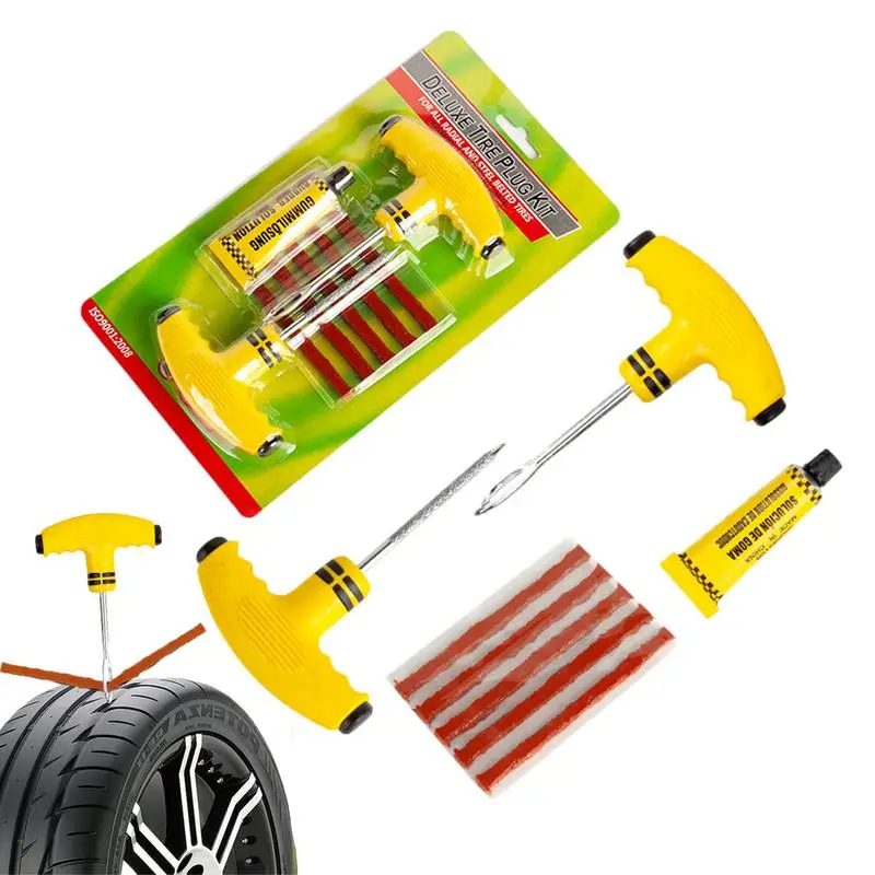 

Car Tire Repair Kit Heavy Duty Tire Puncture Repair Set Universal Tire Repair Tools To Fix Punctures And Plug Flats Patch Kit