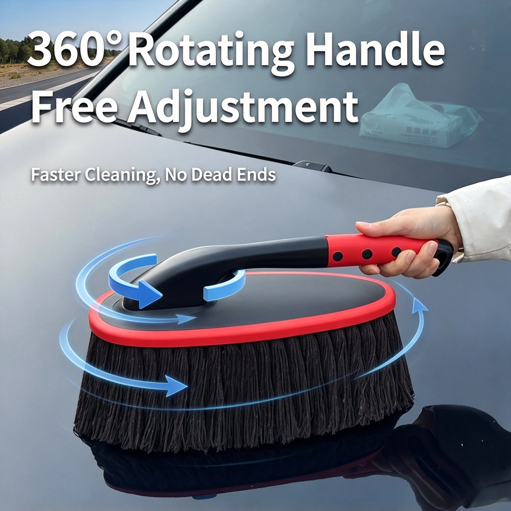 Rotating Car Wax Duster, Auto Dust Cleaning Mop, Vehicle Dust Remover Brush, Essential Car Washing Cleaning Tool