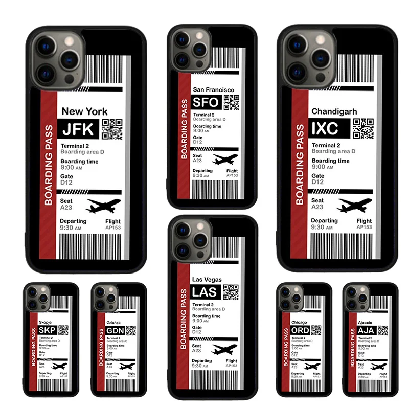 Boarding Pass Flight Destination Ticket Phone Cases Cover For iPhone 16 15 14 12 13 mini 11 Pro MAX apple 6 7 8 Plus SE2020