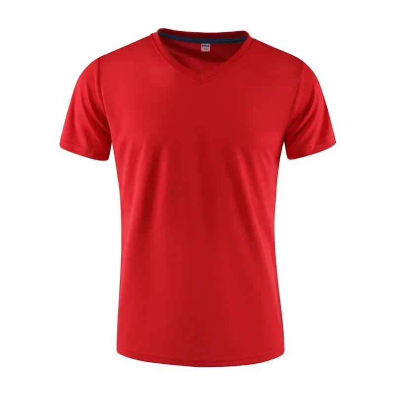 V-neck Quick Drying T-shirt Custom Printed Logo Image Text Men Outdoor Running Fitness Stretch Print Their Own Pictures