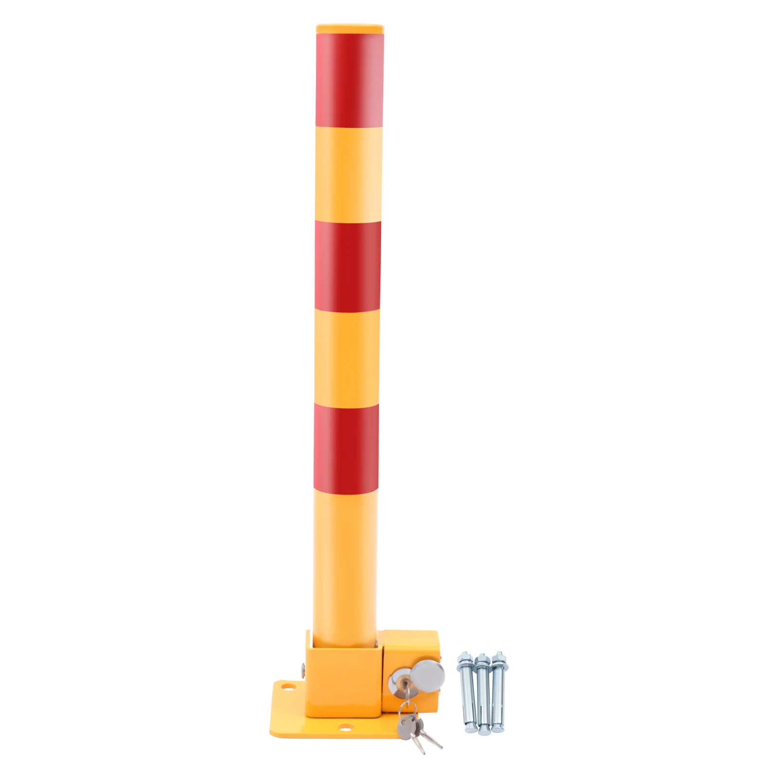 High-Strength Safety Bollard, Q195 Iron with Plastic Coating, Parking Protector with Locking Feature