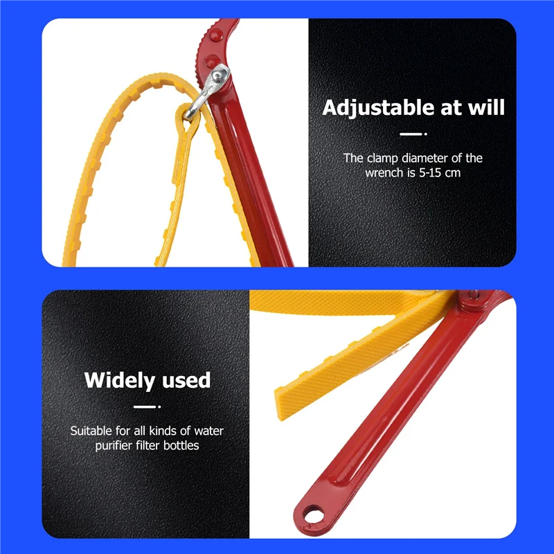 AB47-Universal Filter Bottle Wrench For Water Purifier Non-Slip Belt Universal Wrench Remove 10 Inch 20 Inch Filter Bottle