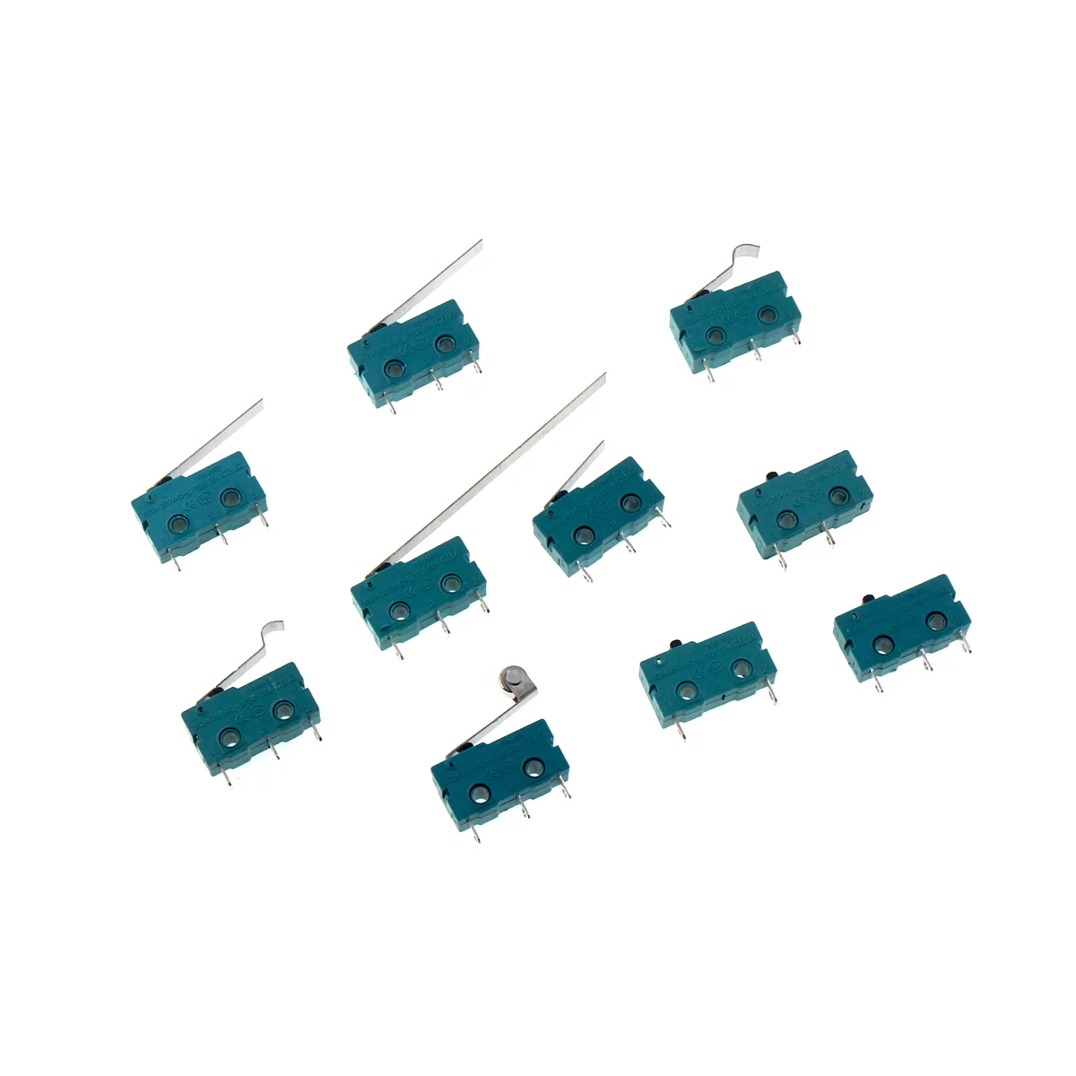 20PCS Silver Contact 5A250V Micro Switch KW12 travel limit switch contact button 2 3 Pin KW11 Travel switch Green