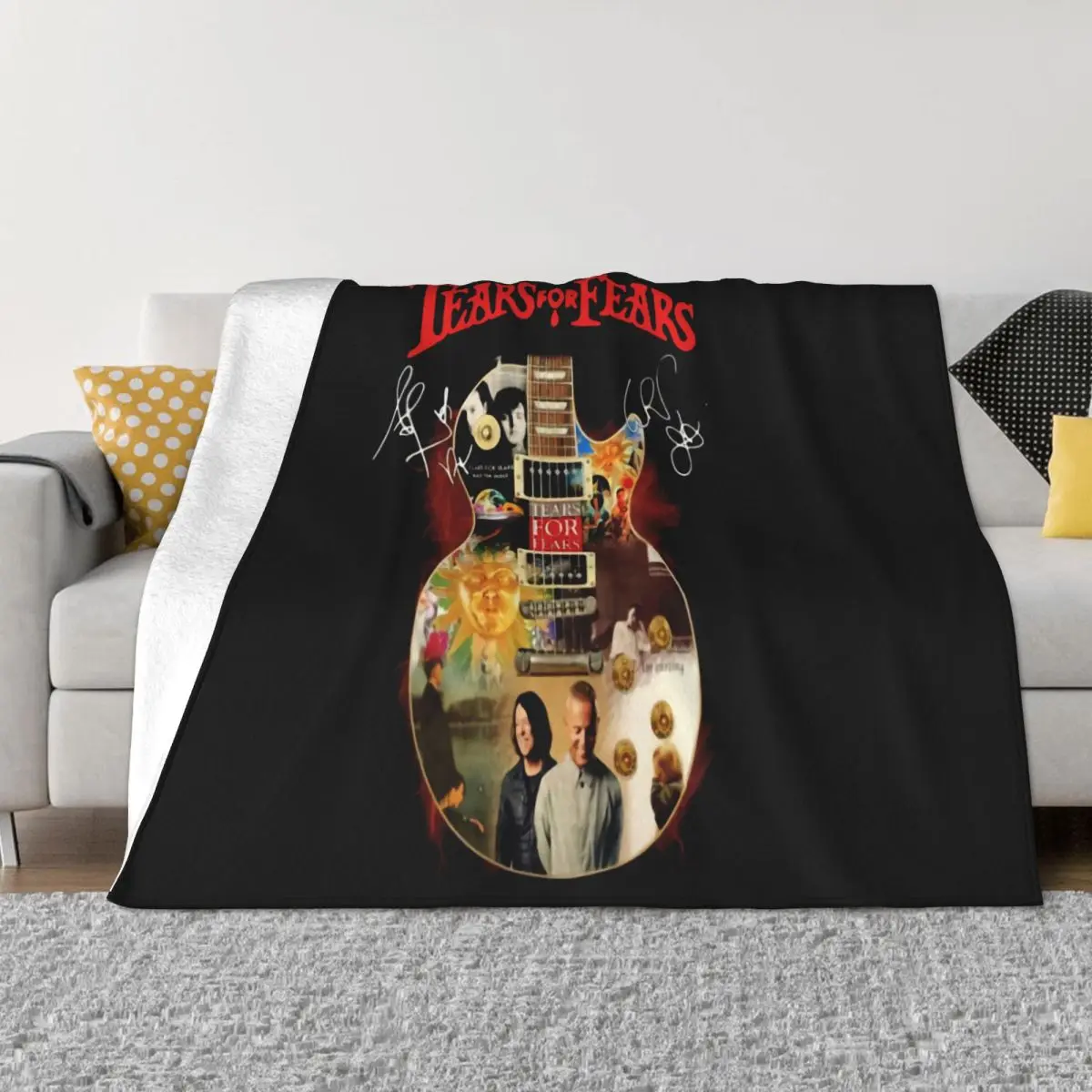 New Signatures Tears For Fears Guitar S 2Xl Man Brand New Kawaii Cartoon Top Autumn Creative Throw Blanket