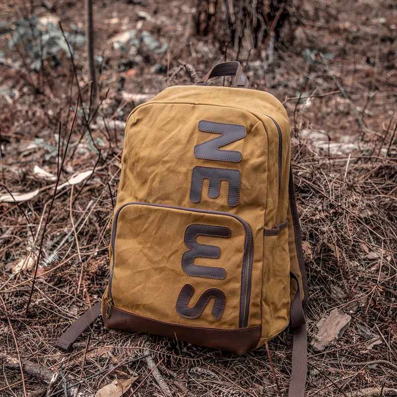 

Waterproof backpack for carrying a computer, batik canvas bag, large-capacity outdoor backpack, student schoolbag