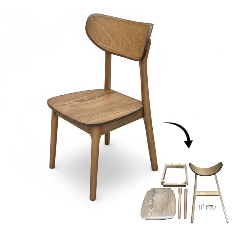 KD Flat Pack Design Easy Assembly Modern Restaurant Furniture Premium Nordic Solid Wood Dining Chair for Cost-Effective