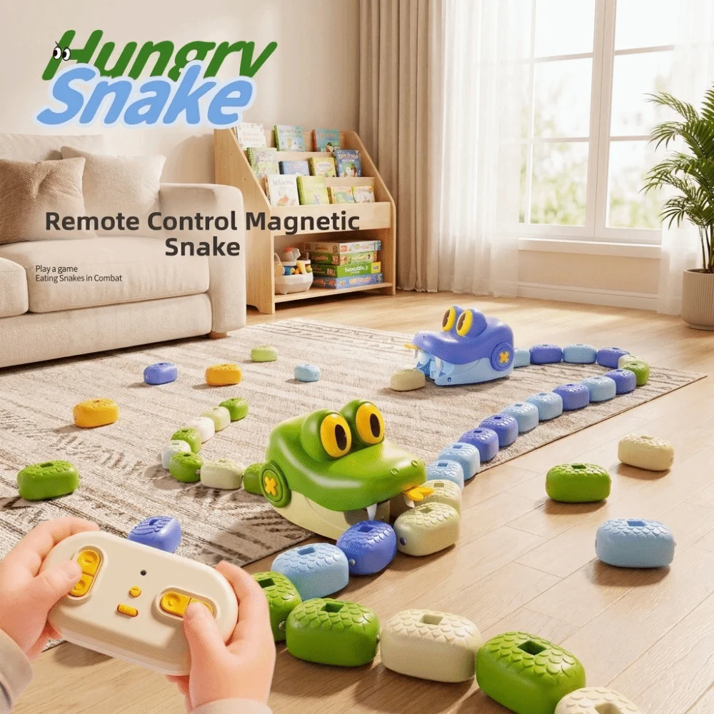 Electric Gluttonous Snake Car Toy Rechargeable Interactive Remote Control Car 2 Players Magnetic Magnetic RC Car