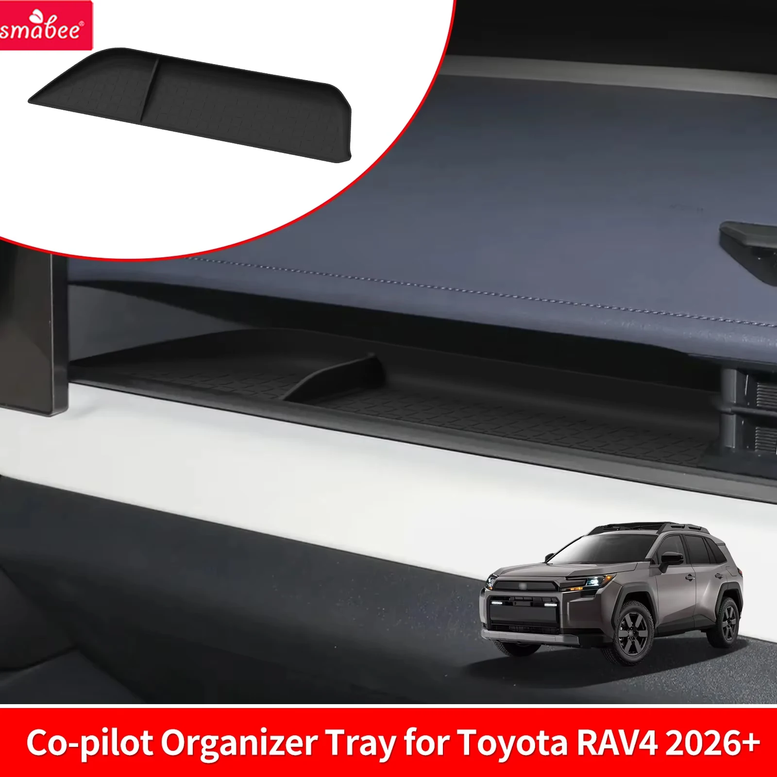 Smabee Left Drive for Toyota RAV4 2026 (US Verison ) co-pilot's Dashboard Storage Box Car Tray Silicone Organizer Accessories
