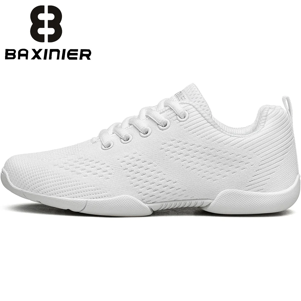 BAXINIER Girls White Dance Cheer Sneakers Kids Lightweight Tennis Training Youth Competition Cushioned Flexible Shoes