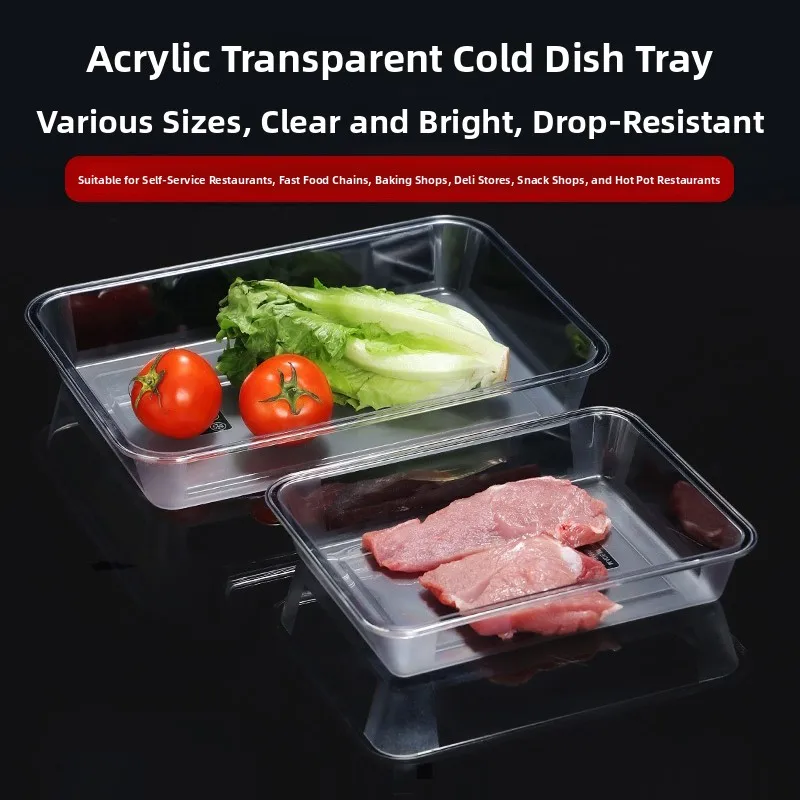 

Acrylic Transparent Plastic Serving Tray Cold Dish Bowl Rectangular Display Plate Hot And Cold Food Square Plate
