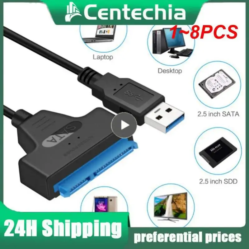 1~8PCS 3.0 2.0 SATA Up To 6 Gbps 3 Cable Sata To USB 3.0 Adapter Support 2.5 Inch External HDD SSD Hard Drive 22 Pin Sata III