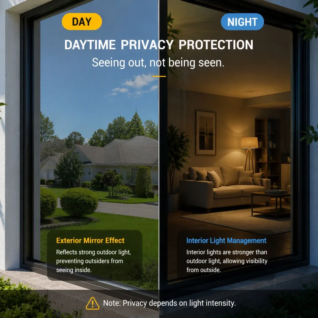 Black Silver One Way Mirror Privacy Window Film Static Cling UV Block Heat Control for Home Office Glass Door