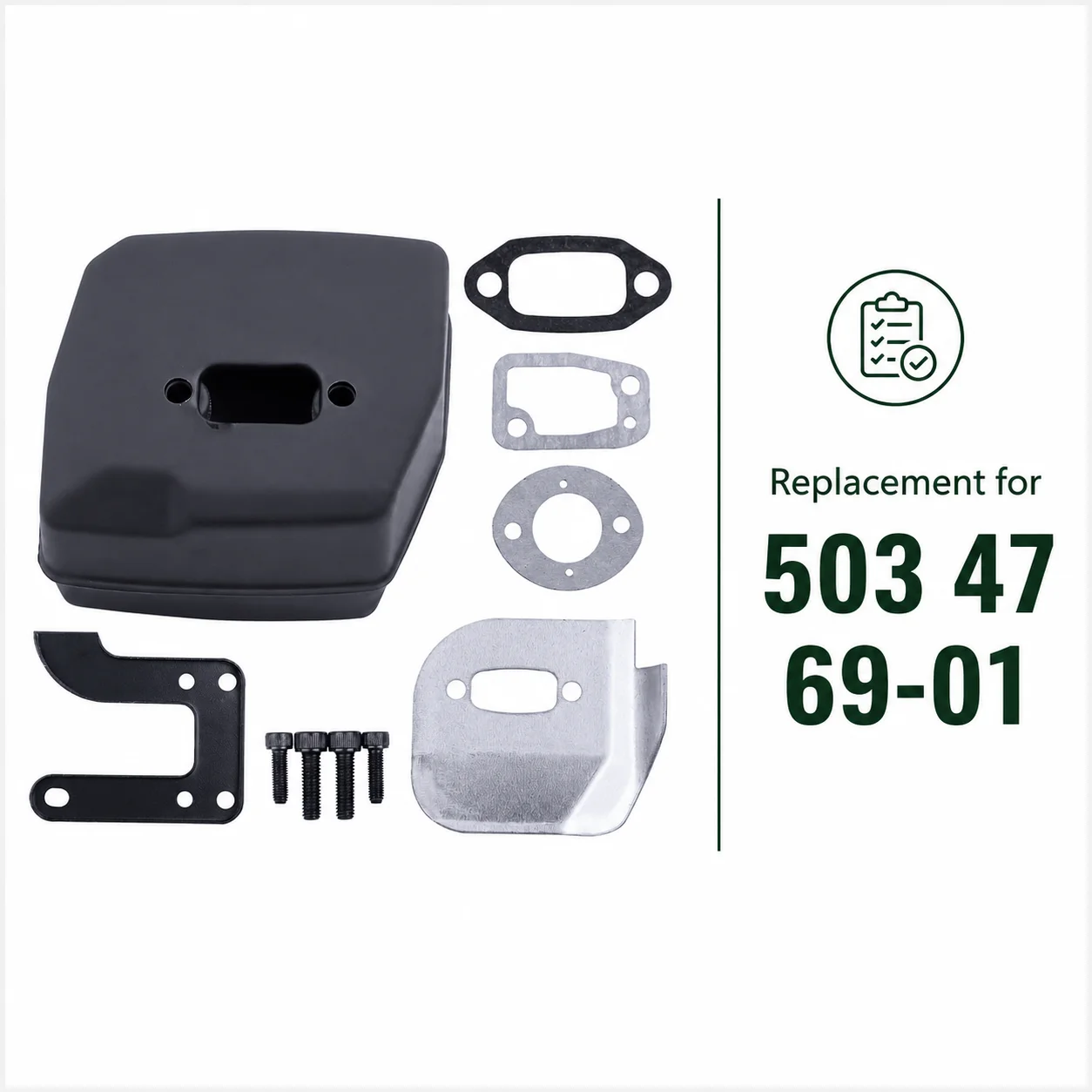 Muffler Exhaust Kit Bracket Deflector Bolts Gaskets For Jonsered 625 II 630 Super 670 Champ Chainsaw Replace 503 47 69-01 Parts