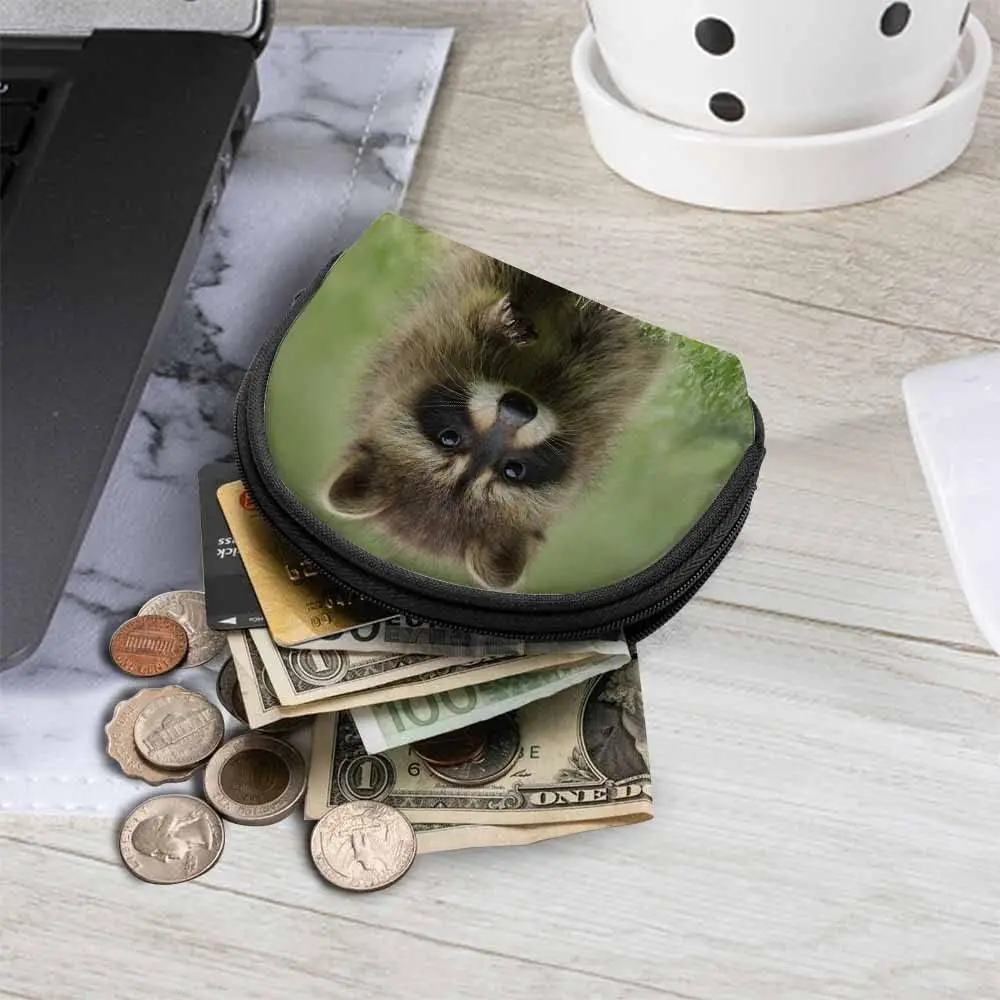 Small Coin Purse Cute Animal Raccoon Print Mini Wallet Coin Pouch Change Purse For Women Men Girls