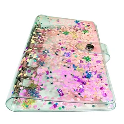 Cute Glitter Lantejoulas Notebook Cover, Transparente Folhas Soltas Binder, Livros Planejador Organizador, Jornal espiral, Kawaii, A5, A6