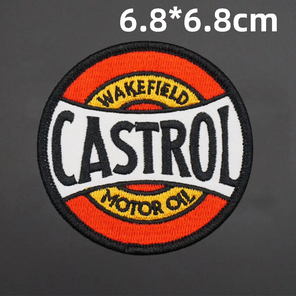 MOTOR OIL embroidered patches with hook backing