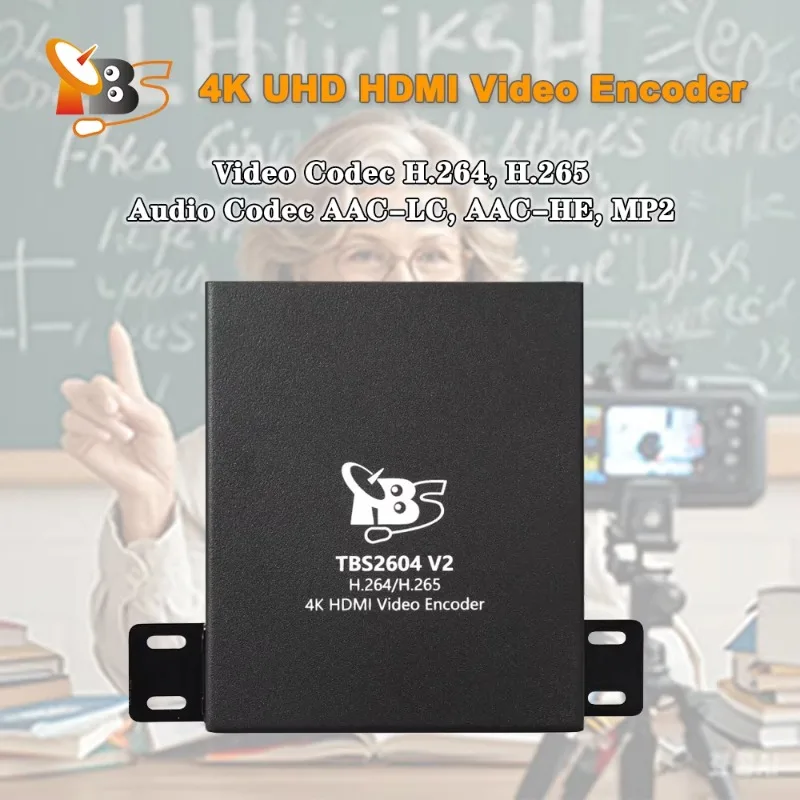 UHD 4K Hardware Encoding H.265 & H.264 UDP RTP RTMP HLS SRT with AAC Audio for Streaming for IP Video Encoder