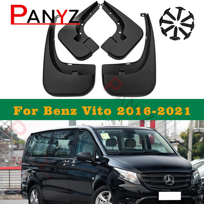 4pc Set For Benz Vito 2005-2021 Molded Mud Flaps Splash Guards Mudguards Fender Electric Styled Molded Car Flares Replacement