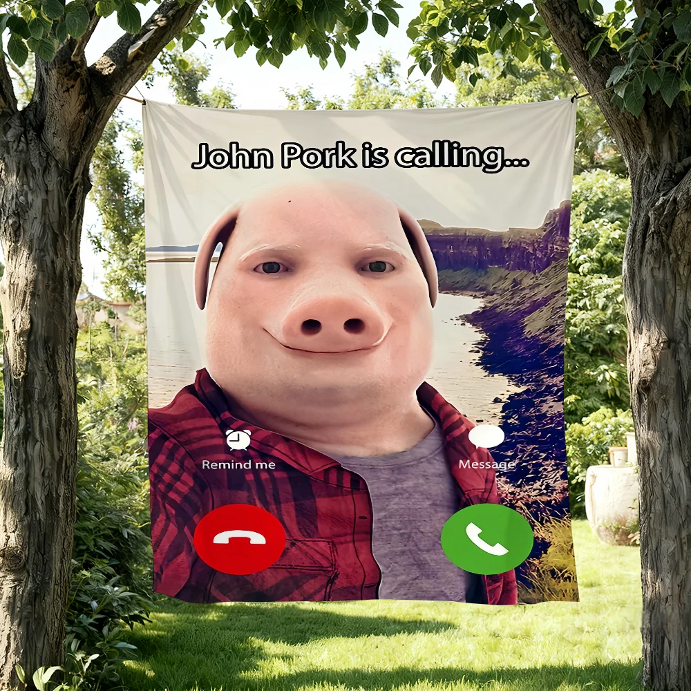 Lustige J-John Pork Smiling Wimpelkette für Picknick, Party, Kunst, Heimdekoration, Outdoor, Camping, Banner, Geschenke