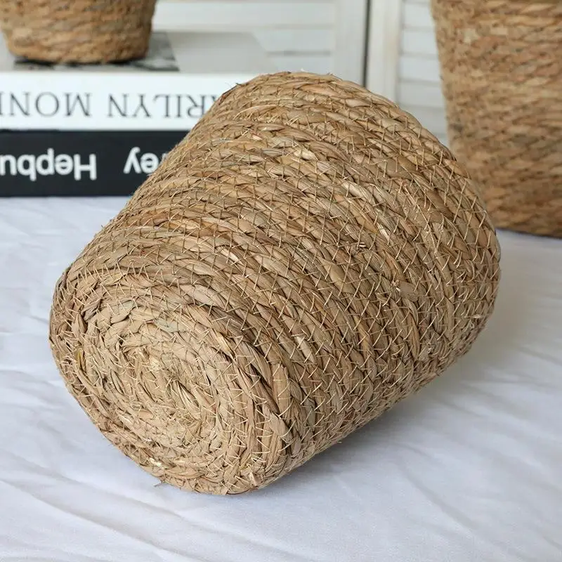 Wicker Straw Flower Pots Handmade Planters for Garden Terrace Balcony Decor Natural Material Durable