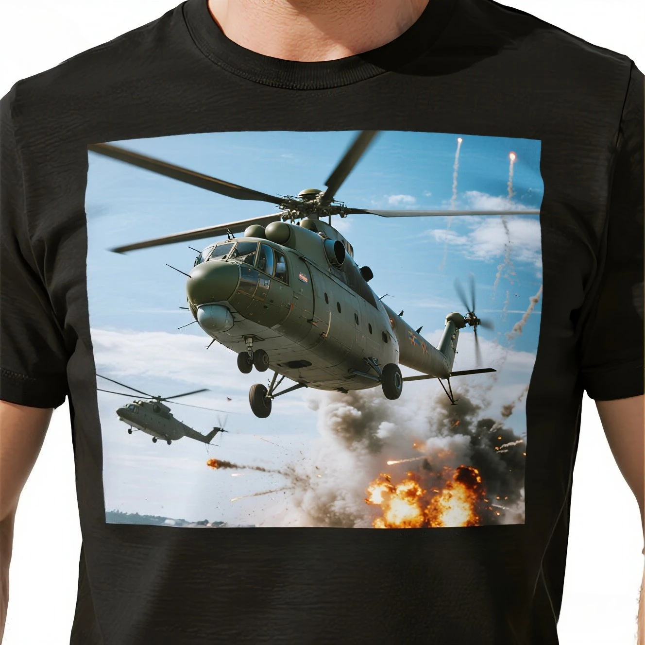 

Mil Mi-24 Hind Russian Air Force Attack Helicopter T-Shirt 100% Cotton O-Neck Short Sleeve Summer Casual Mens T-shirt Streetwear
