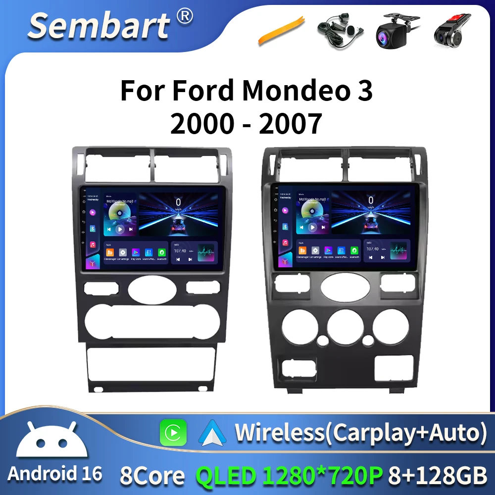 

Car Radio Android 16 For Ford Mondeo MK 3 2000 2001 2002 2003 2004 2005-2007 Carplay Android Auto Screen Wifi DSP 2 Din GPS Navi