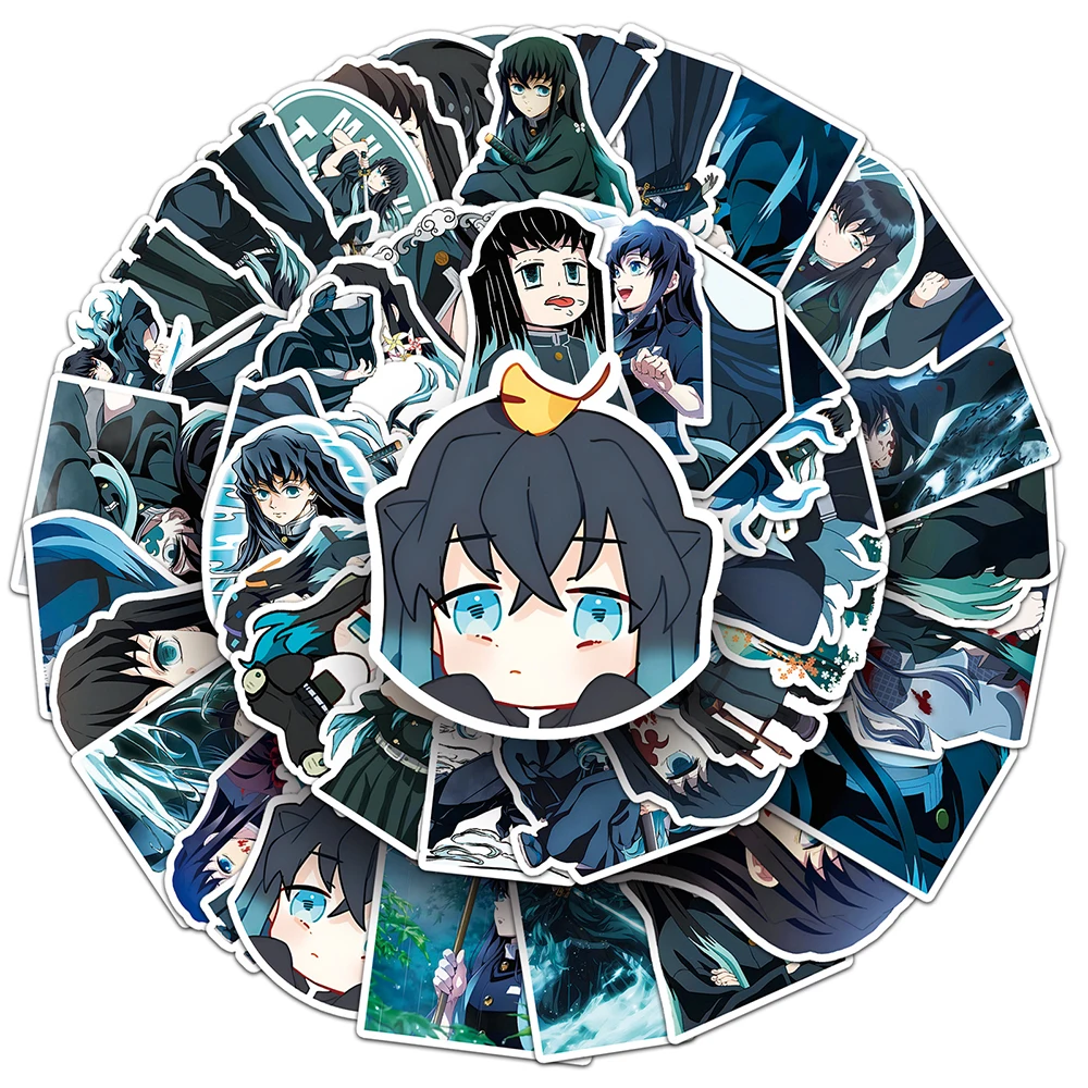 10/30/50pcs Classic Anime Demon Slayer Stickers Cool Tokitou Muichirou Cartoon Graffiti Decals Toys DIY Laptop Diary Notebook