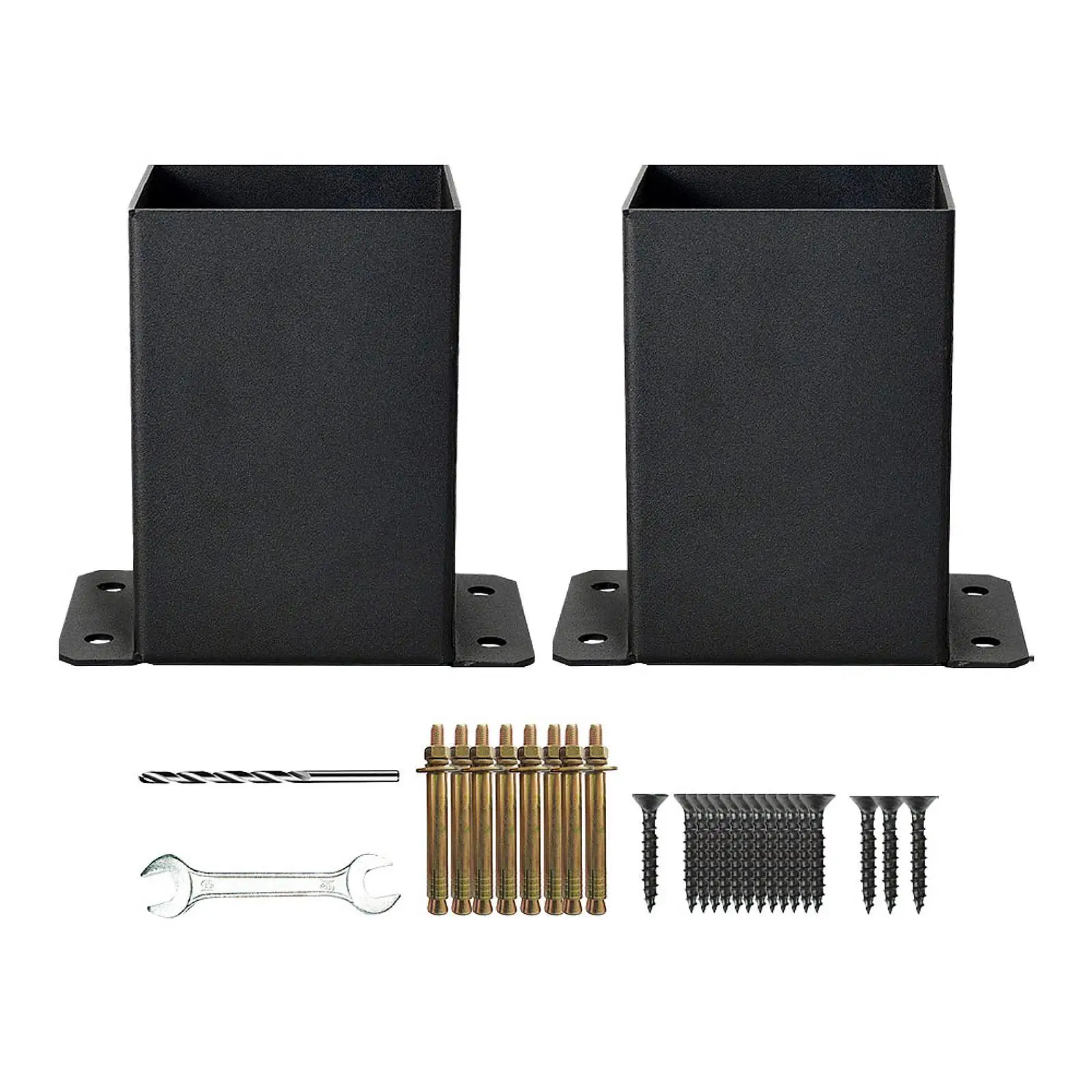 Post Base Post Bracket Kit Accessory Solid Steel with Screws for Wood or Concrete Floors Sturdy Multipurpose Easily Install