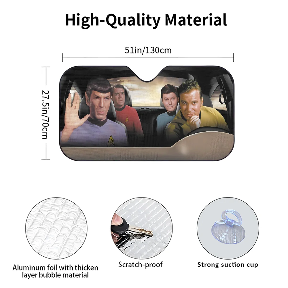 NONE S-Star Trek Movie Car Sunshade Curtains Heat-insulating Aluminum FilmReusable Suction Cup Blocks UV Rays Car Sun Visor Protector 8