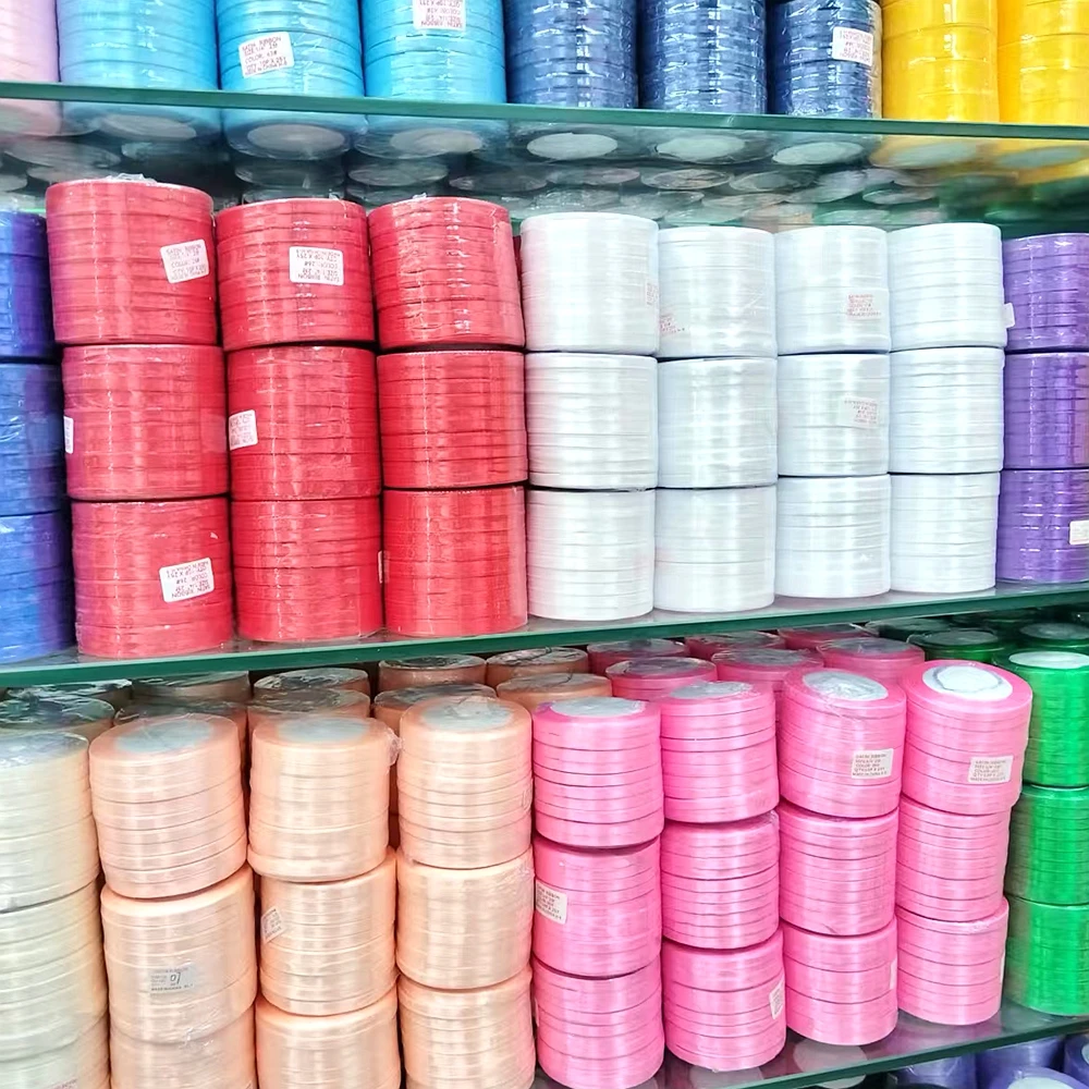 

6mm 10 Rolls 250 Yards Satin Ribbons Gift Packing Belt Wedding Festival Decorations DIY Crafts