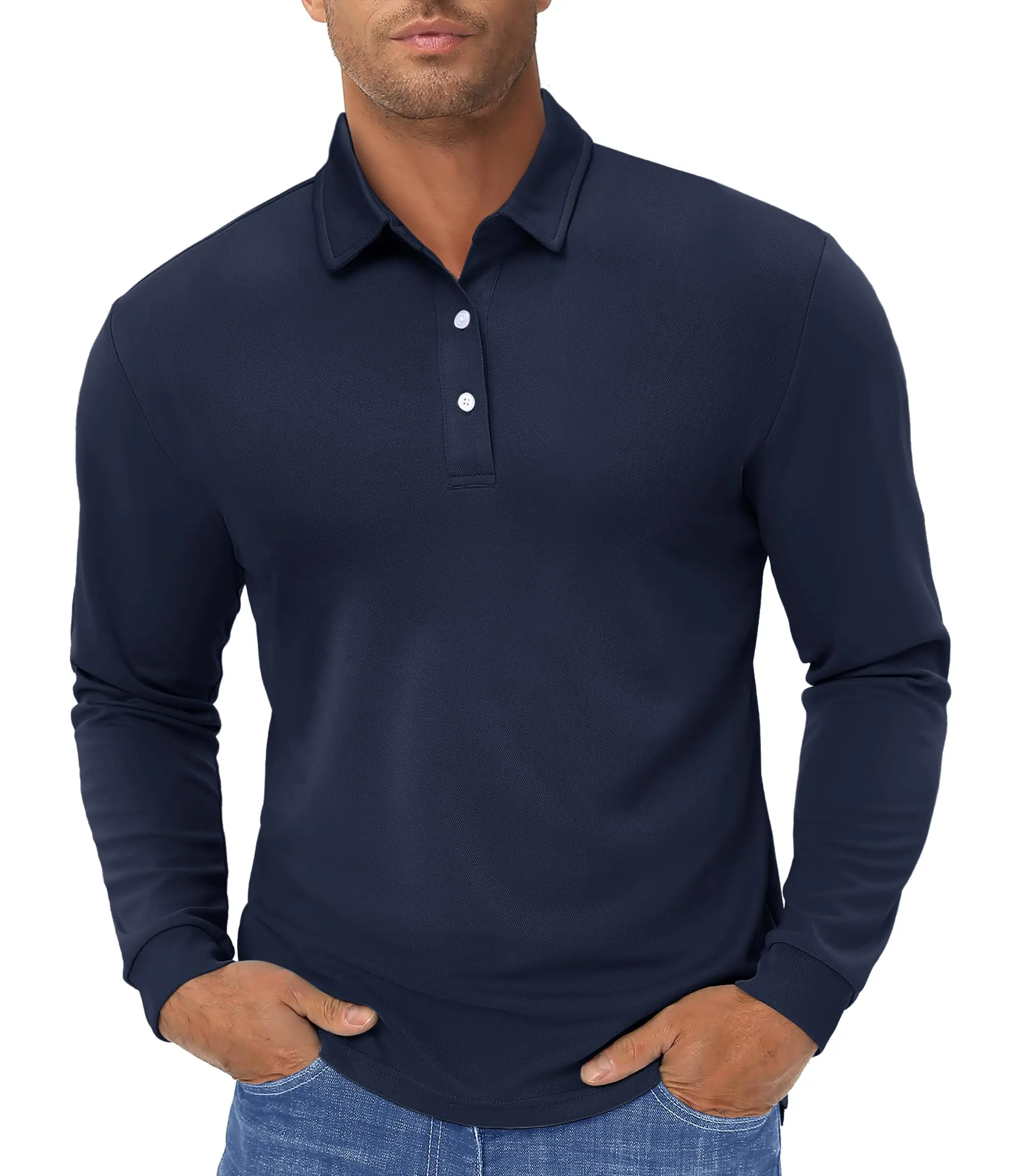 TACVASEN Long Sleeve Polo Shirt 5