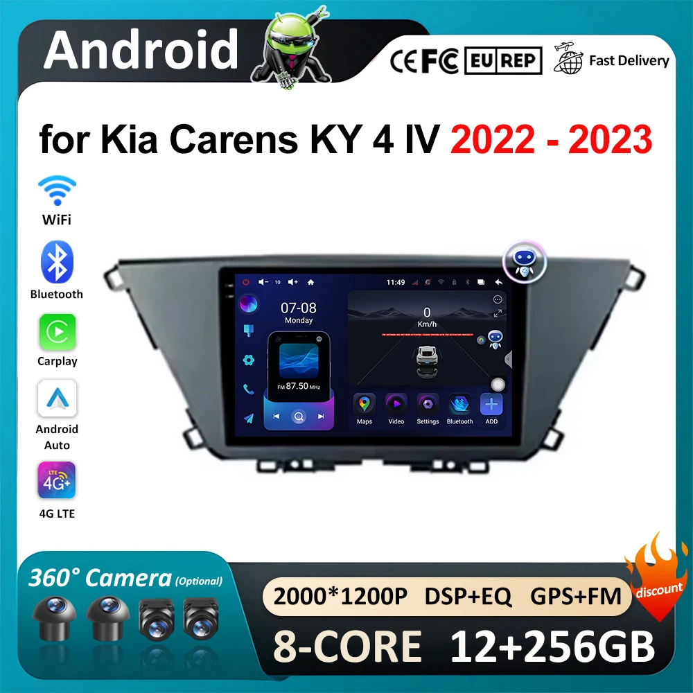 10.1 inch for Kia Carens KY 4 IV 2022 - 2023 Car Radio Multimedia Player 4G GPS Navigation Carplay Android OS WiFi Touch Screen