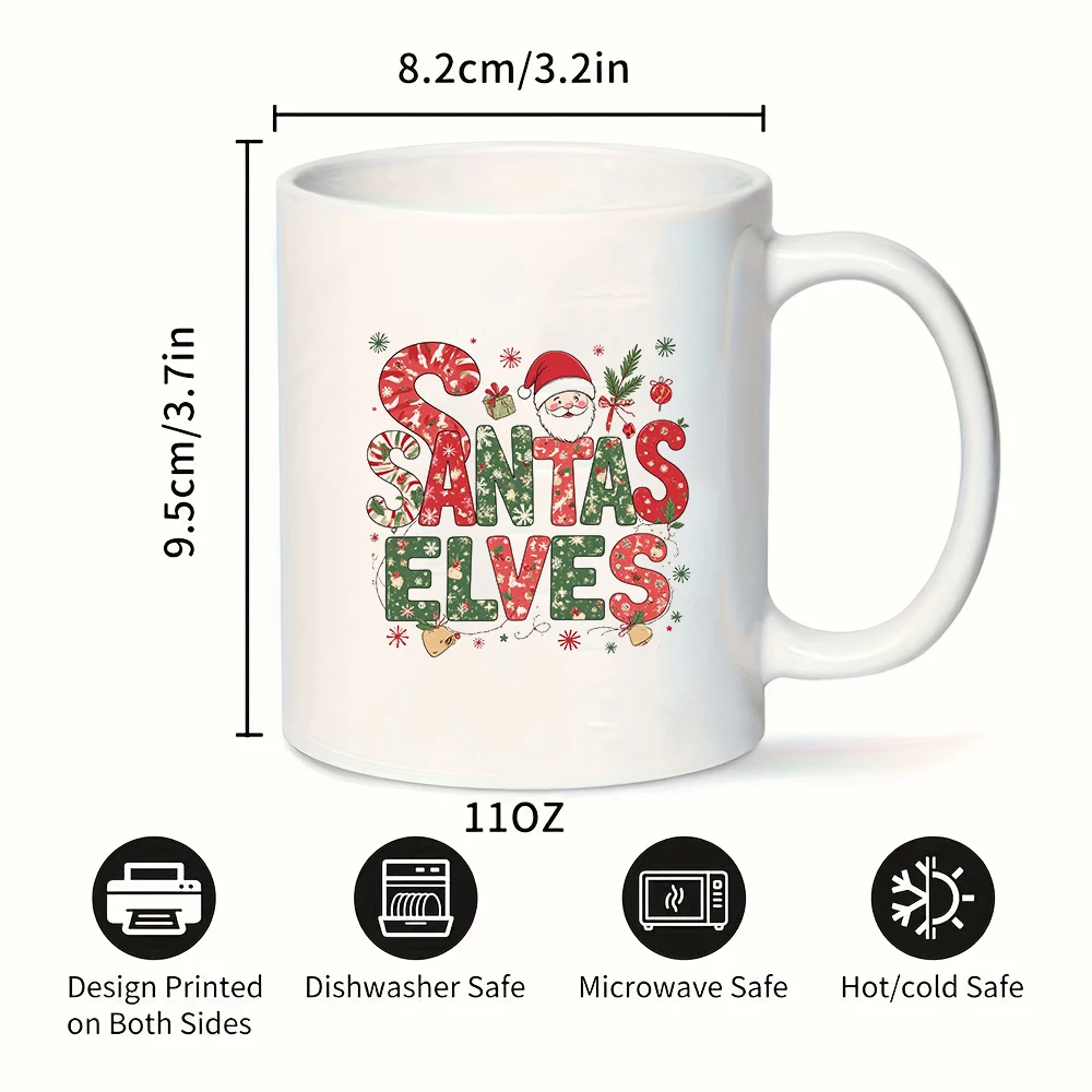 Taza de 11 oz + Taza de dibujos animados con temática navideña + Taza para niños + Taza de café para oficina familiar + Set de regalo navideño