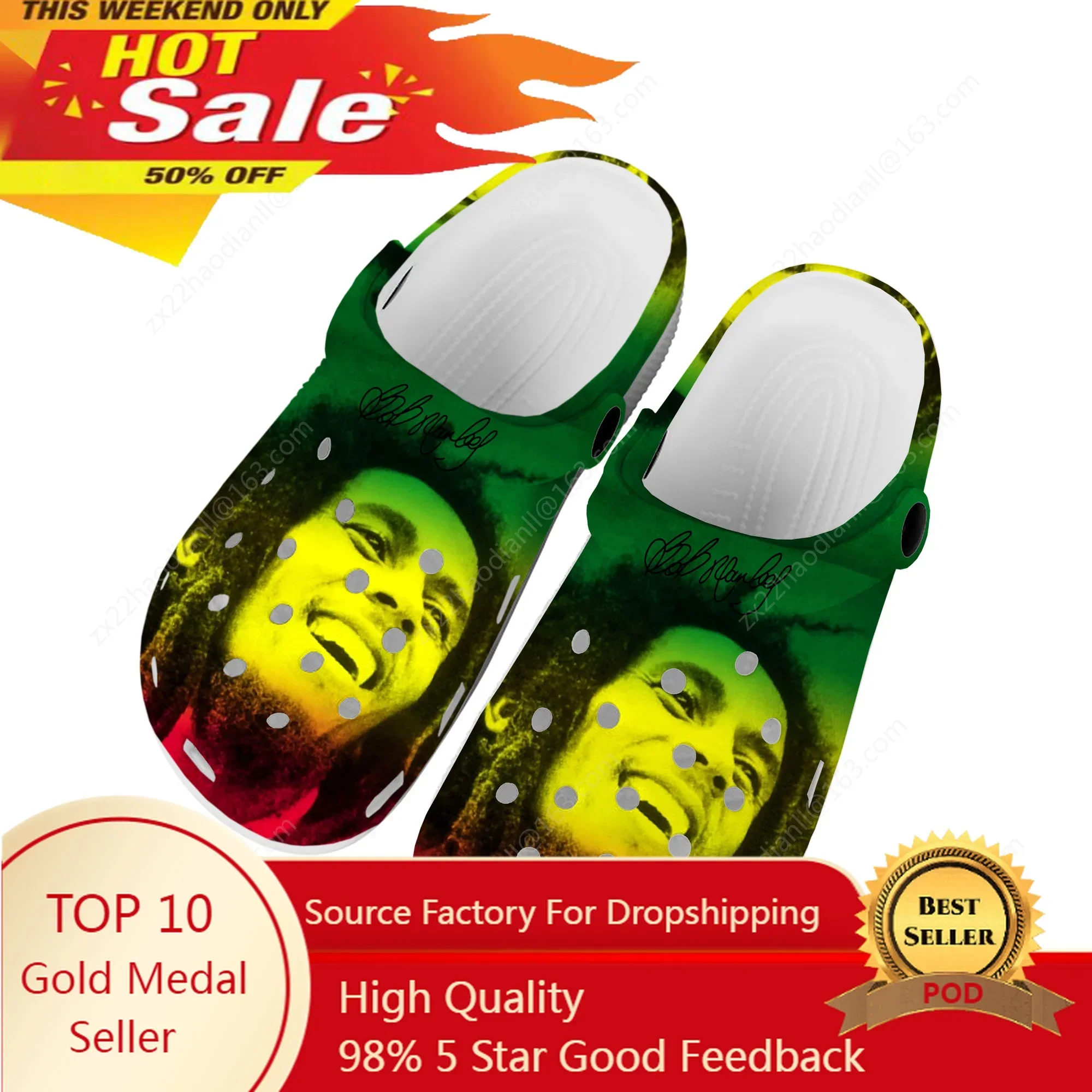 

Bob Marley Reggae Rasta Music Singer Home Clogs Custom Water Shoes Mens Womens Teenager Shoe Garden Clog Beach Hole Slippers