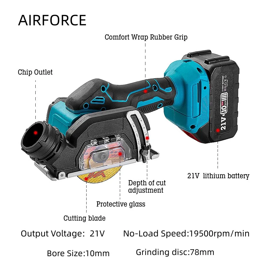 Rettificatrice per lucidatura ricaricabile mini smerigliatrice angolare elettrica 21V per tagliare utensili elettrici a batteria diamantati