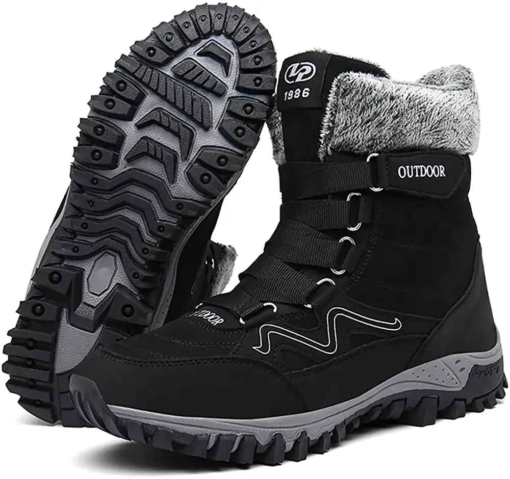 Women Winter Snow Boots Outdoor Boots for Women Men Hiking Trekking Boots Couple Shoes Lightweight Anti-Slip Warm Plush Boot