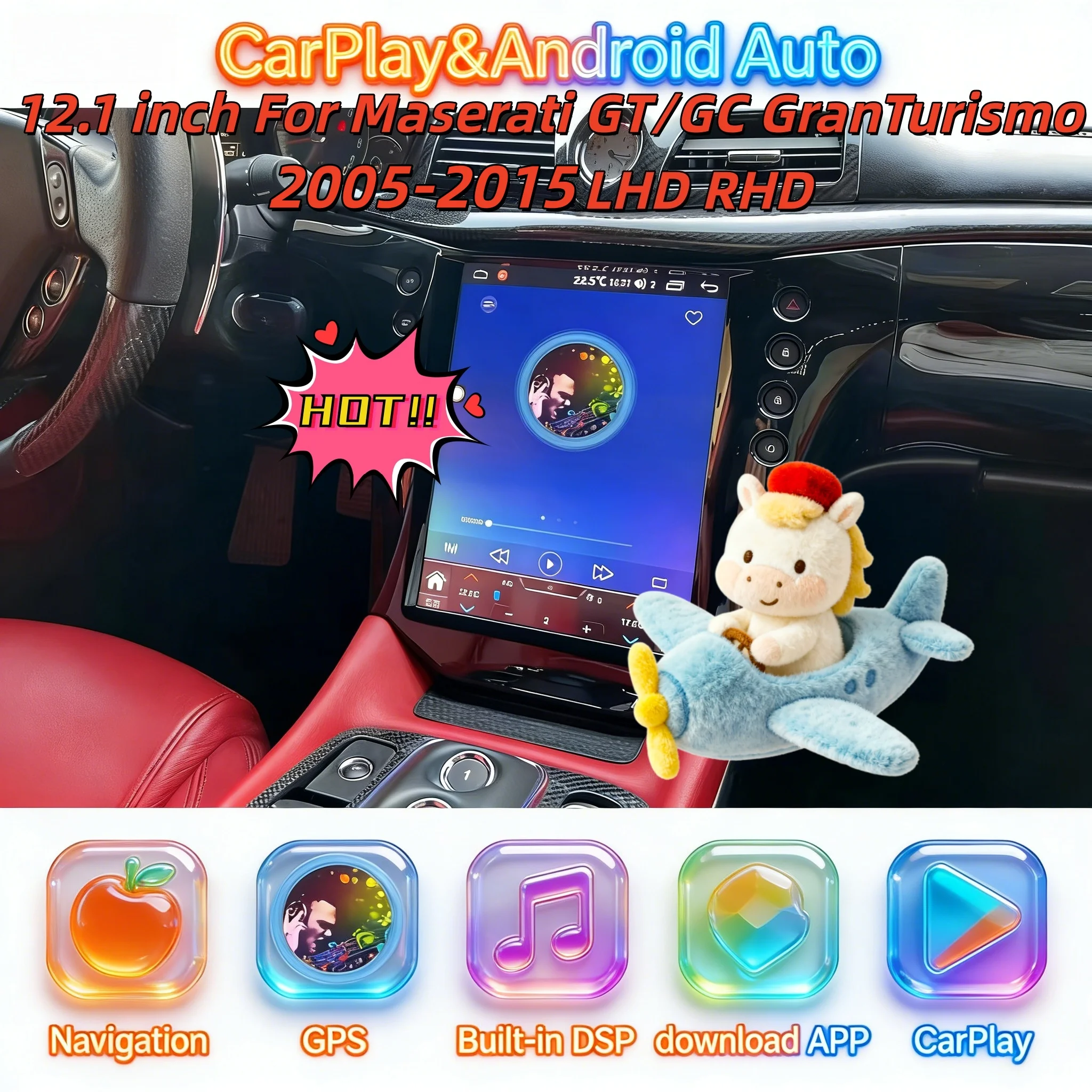 

Android Wireless Carplay For Maserati GT/GC GranTurismo 2005-2015 Multimedia Video Player GPS Navigation Touch Screen LHD RHD