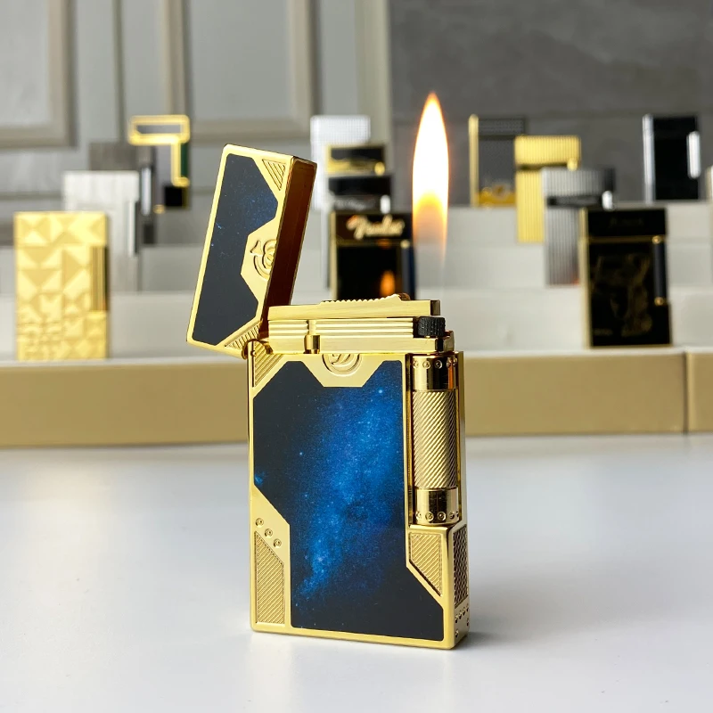 

New commemorative edition single and double flame luxury lighter Ping Sound natural paint cigarette smoking butane lighter