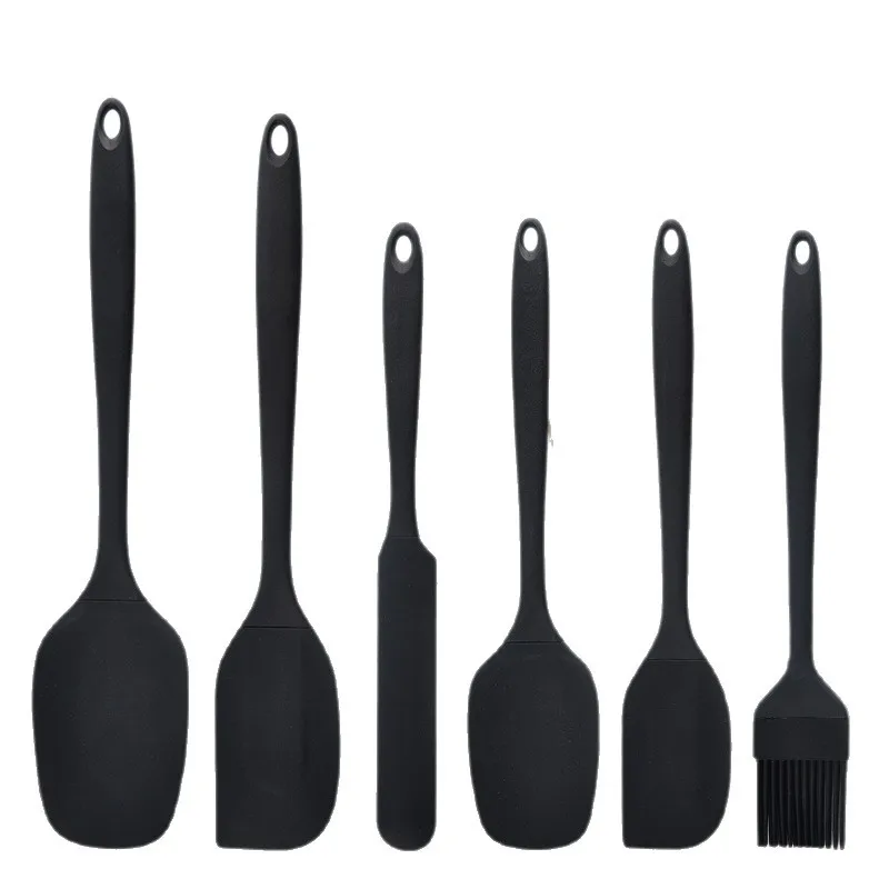 6Pcs Silicone Kitchen Utensil Set Heat Resistant Spatulas Scrapers Oil Brush Non Scratch Nonstick Cookware Tools for Baking BBQ