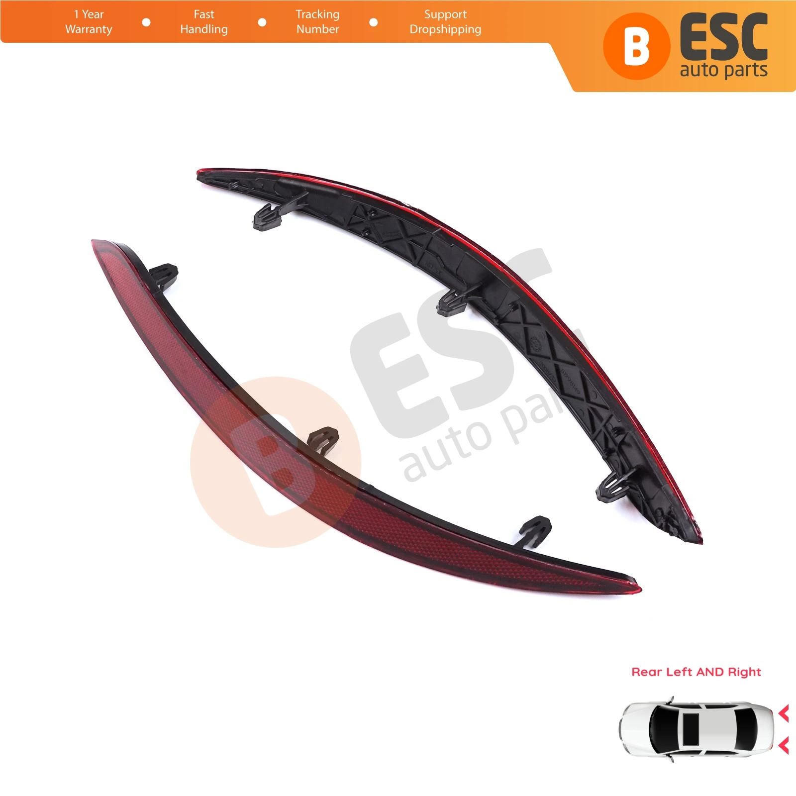 

ESP1172 Rear Right Left Side Bumper Reflex Reflector for Fiat Tipo MK2 356 357 Egea 2015-On 4-Door Sedan 51998151 51998149