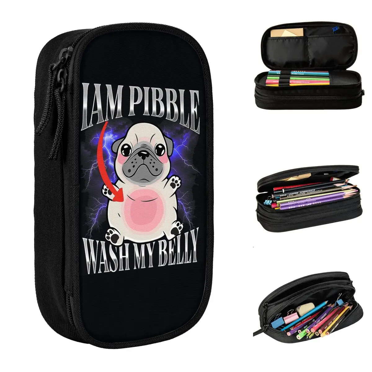 

Забавный пенал «Я пиббл собака щенок» для детей, винтажная сумка-карандаш на заказ, пеналы для школы, идеи подарка